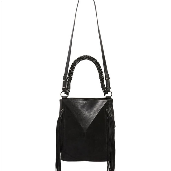 Sam Edelman Handbags - Sam Edelman Monica leather bucket hobo bag fringe